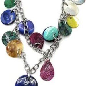 Lia Sophia Prismatic Mother of Pearl Multi-colored Discs Necklace